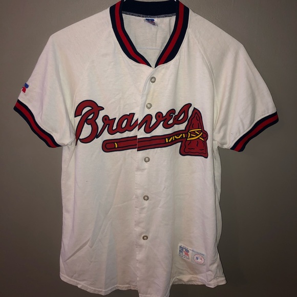 atlanta braves button up jersey